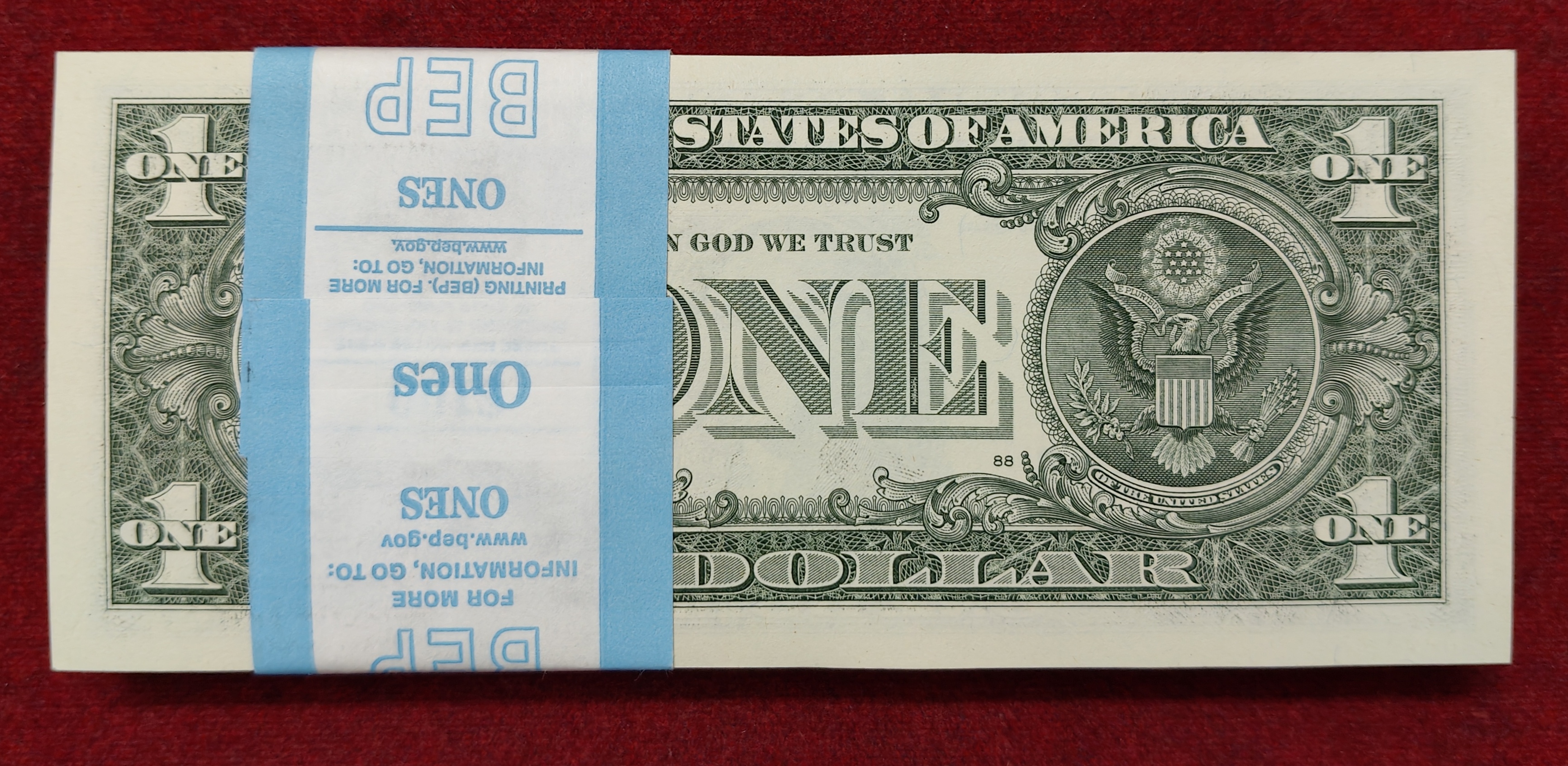 Rare USA One Dollar GEM UNC Serial Packet of United State of America Bundle 100 Notes Packed with Fancy Number Ending 786