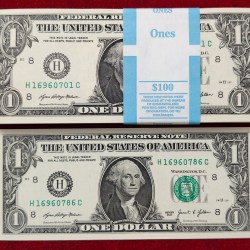 Rare USA One Dollar GEM UNC Serial Packet of United State of America Bundle 100 Notes Packed with Fancy Number Ending 786
