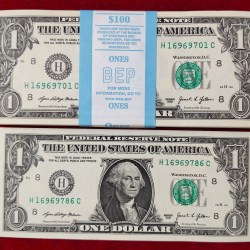 Rare USA One Dollar GEM UNC Serial Packet of United State of America Bundle 100 Notes Packed with Fancy Number Ending 786