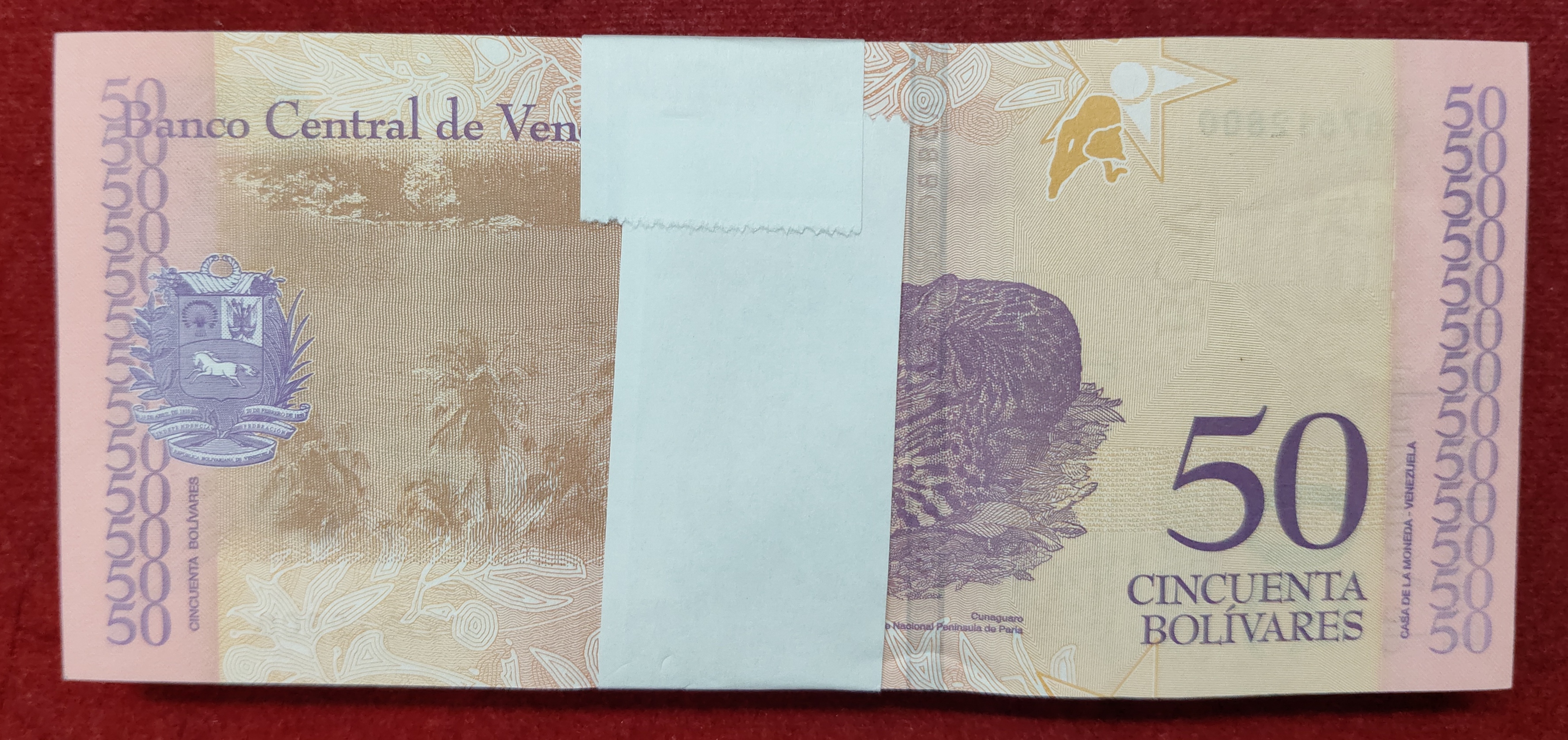 Venezuela 50 Bolivares Rare GEM UNC Serial Packet with Fancy Number Ending 786