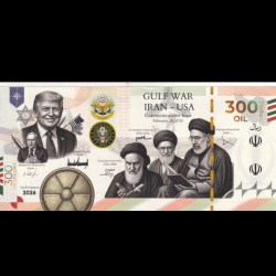 Rare 300 Oil Dollars Gulf War IRAN-USA 1 st Commission 2026 Commarative Issue 28 Feb 26 Issued ICB Rare Note