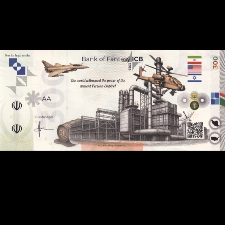 Rare 300 Oil Dollars Gulf War IRAN-USA 1 st Commission 2026 Commarative Issue 28 Feb 26 Issued ICB Rare Note