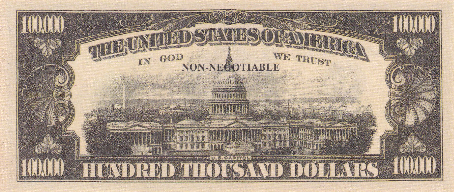 One Lac Dollar Bill With Certificate Rare Set#B2
