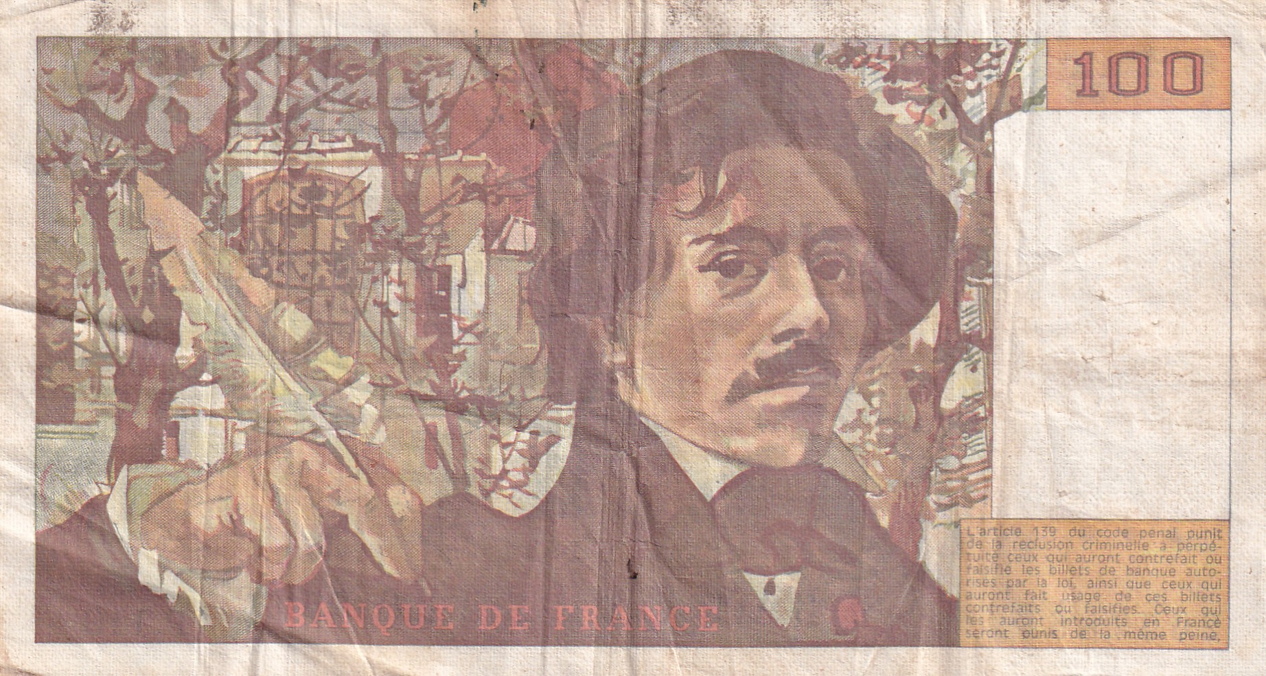 France 100 Francs – Delacroix 1986 Rare Note With Ending 786 Fancy Number