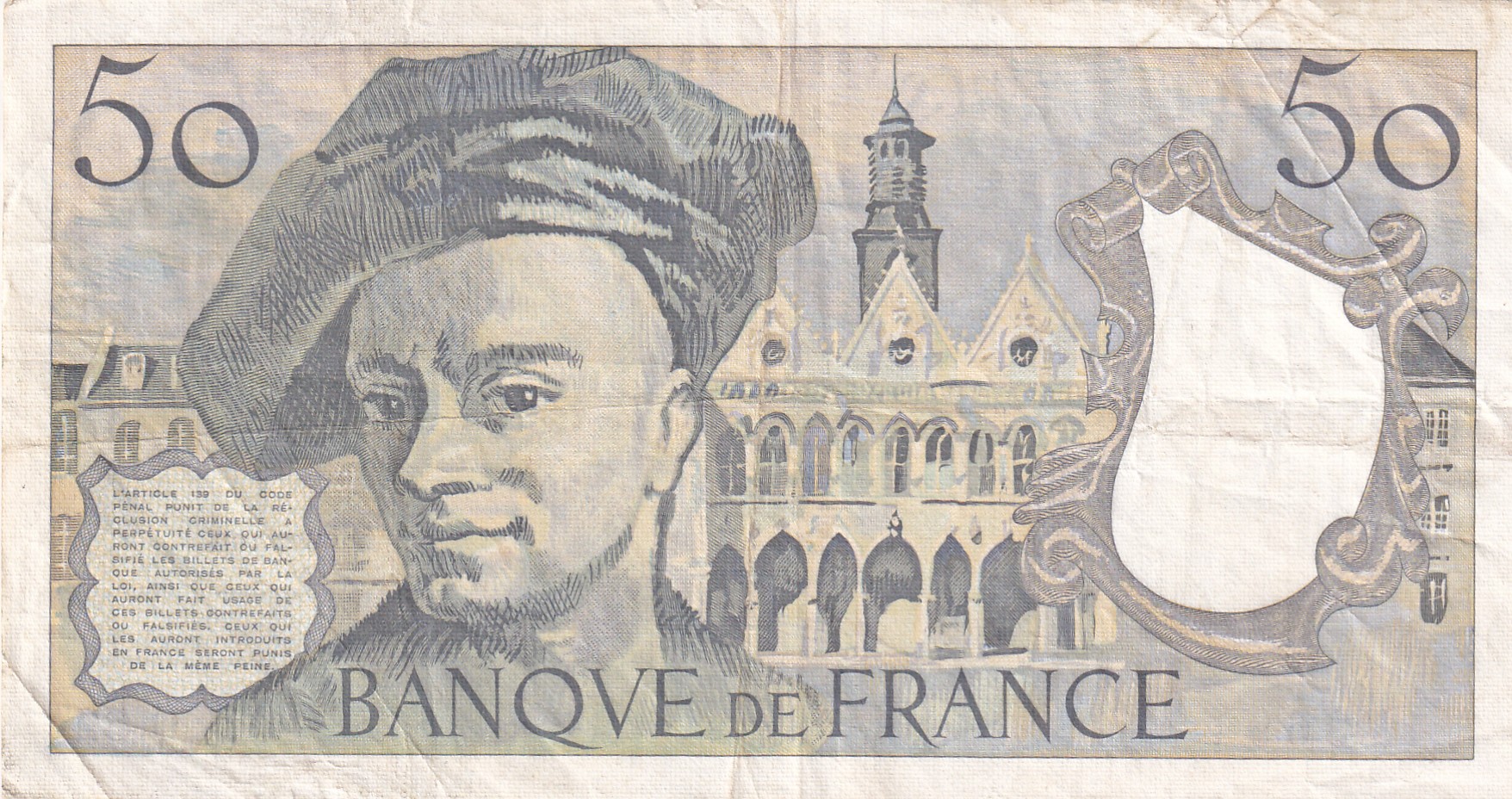 France 50 Francs 1988 Rare Note#B2