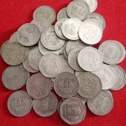 One Rupee Scare Coin 1983 Year Bombay Mint 10 Pcs Given Republic of India