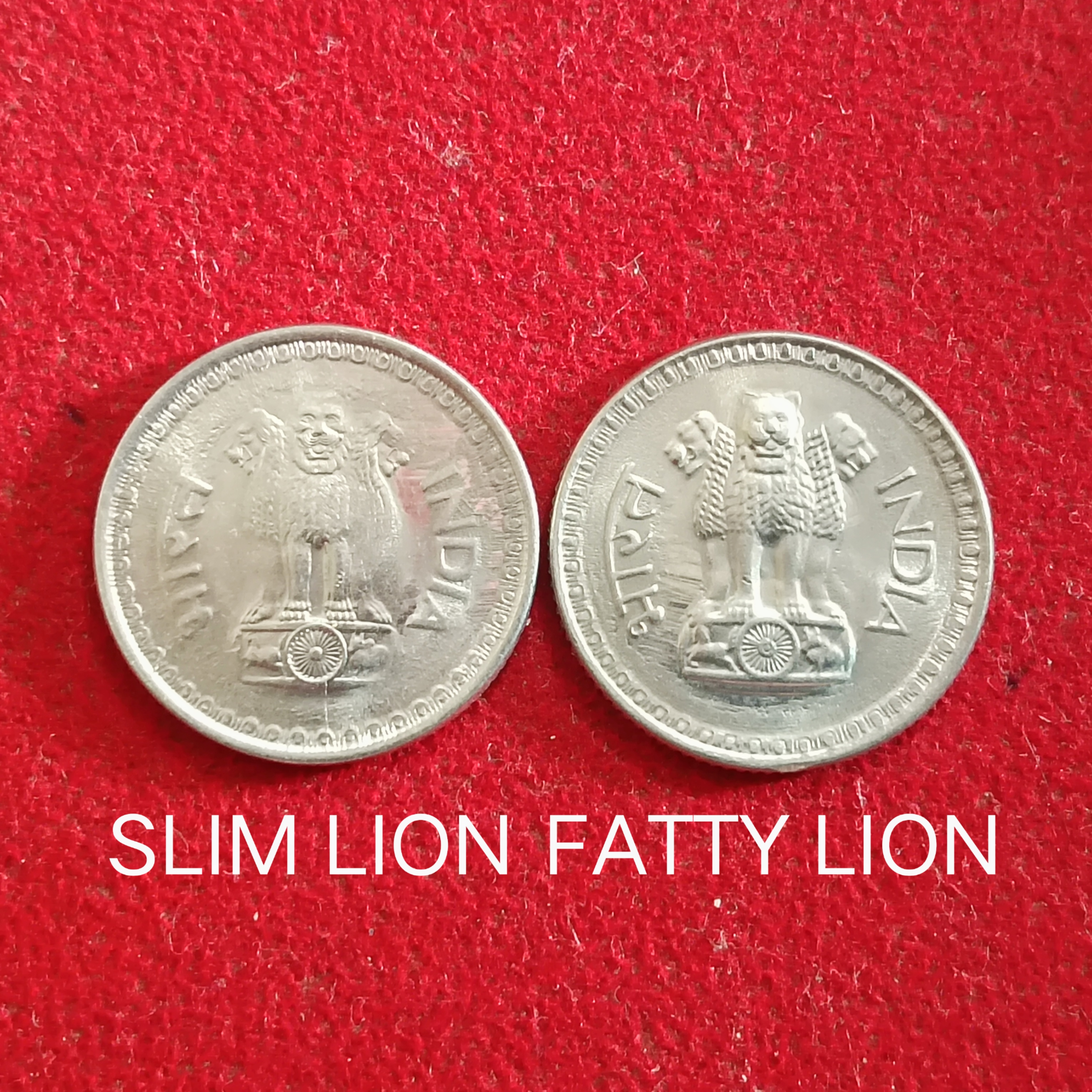 25 Paise Copper Nickel Coin LION VAREITY Slim lion or Fatty Lion 1986 Year Bombay Mint UNC Condition Republic of India