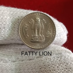 25 Paise Copper Nickel Coin LION VAREITY Slim lion or Fatty Lion 1986 Year Bombay Mint UNC Condition Republic of India