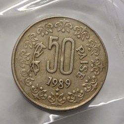 50 Paise 1989 Hyderabad Coin Rare