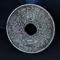 French Indochina 5 Cents -1930 Copper-nickel rare coin #R-66