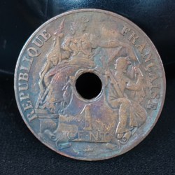 French Indochina 1 Cent 1922 Rare coin #R-68