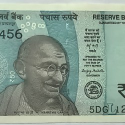 50 Rs Fancy 123456 Sign By Sanjay Mehrotra Note UNC RARE