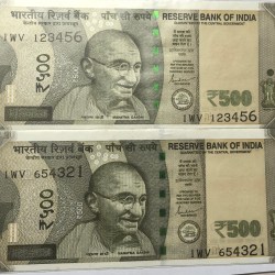 500 Rs Fancy 123456 And Reverse 654321 Signed By Shaktikant Das Note UNC RARE