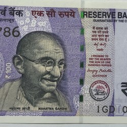 100 Rs Fancy 000786 Signed By Sanjay Malhotra Note UNC RARE