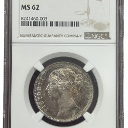 British-India 1 Rupee 1840 (Victoria) (B&C) NGC MS62 Rare Silver Coin 100% Original Graded Coin