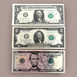 USA 1 Dollar 2 Dollar and 5 Dollar Issue UNC Unique World Banknote Collection Unique And Rare