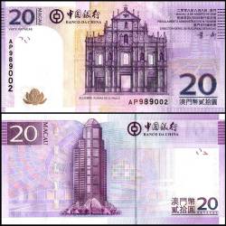 Macau 20 Patacas World Banknote 2008 P109a UNC Unique and Rare