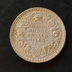 Silver British India King and emperor George vi Denominaton 1/2₹ Excellent condition Same and similar piece available