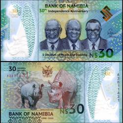 Namibia 30 Namibia Dollars Banknote 2020 P18 UNC Commemorative Polymer 30th Independence Anniversary UNC Unique and Rare