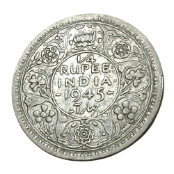 British India Mix Silver 1/4 RUPEE Year 194(5) Bombay Mint "LARGE 5" VARIETY Coin King GEORGE-VI **RARE** Collectable Grade.