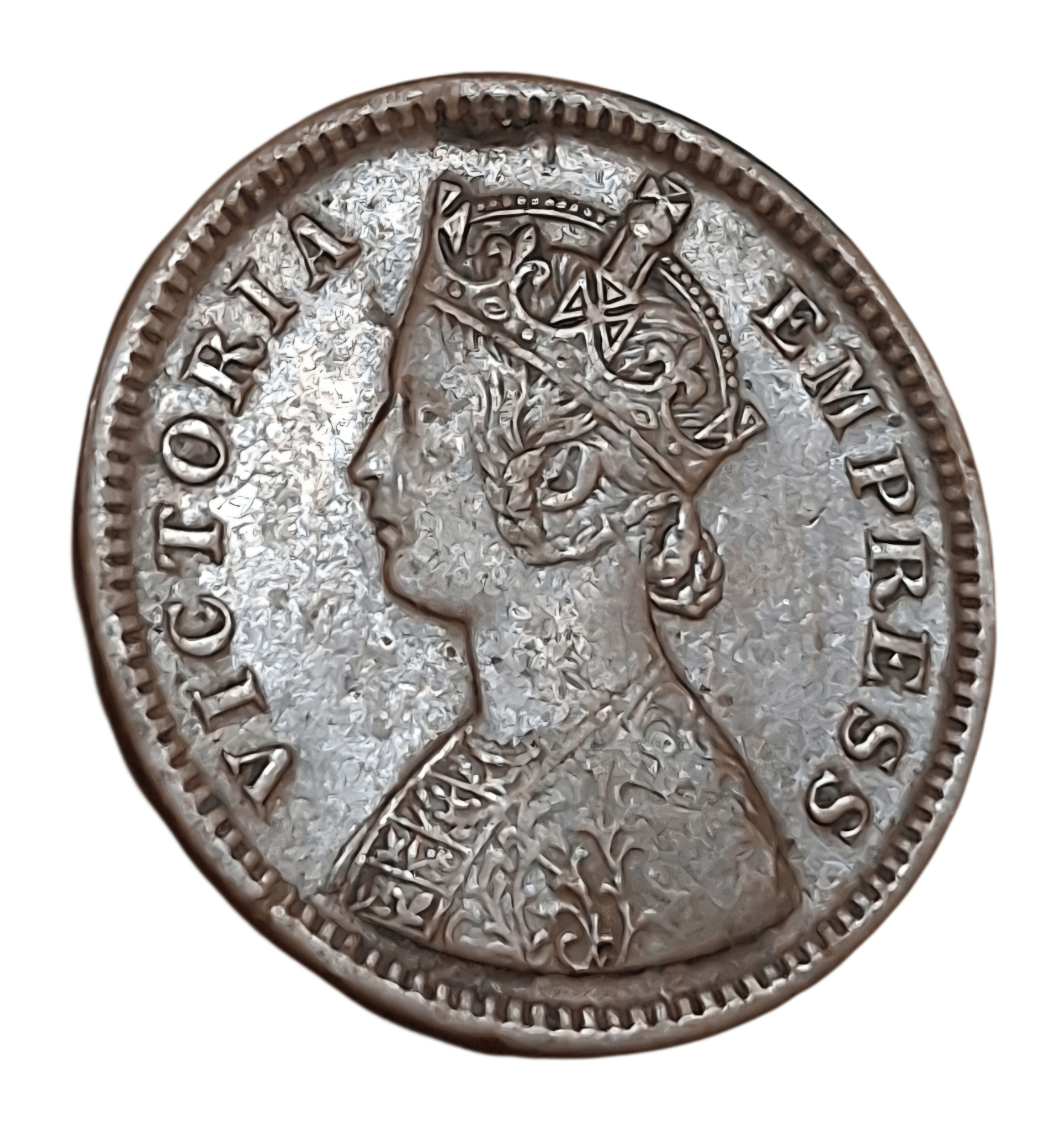 British India Copper 1/2 PICE Year 1888 VICTORIA EMPRESS with GHOSTING Error **V. RARE** High Collectable Grade.