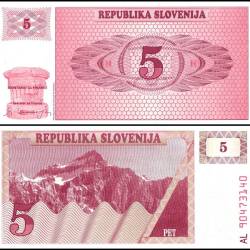 Slovenia 5 Tolarjev World Banknote 1990 P3 UNC Unique and Rare