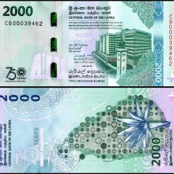 Sri Lanka 2000 Rupees World Banknote 2025 P131 UNC Commemorative 75th Anniversary of Central Bank of Sri Lanka Stability for Prosperity Unc Unique and Rare
