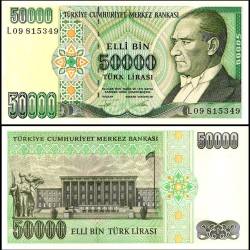 Turkey 50000 Lira World Banknote L1970 P206a1 UNC Unique and Rare