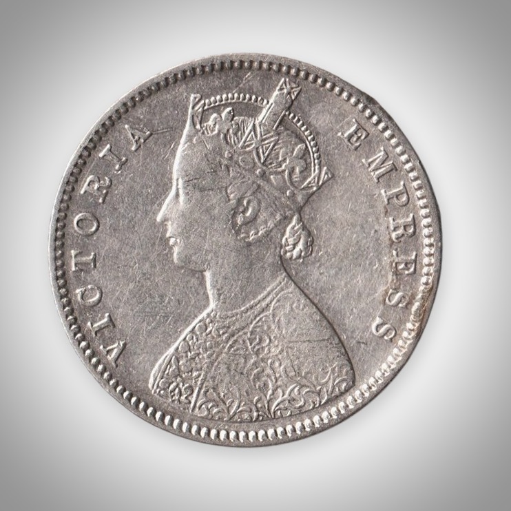 Rare Half Rupee 1888 Queen Victoria Empress Calcutta Mint British India Silver Coin # A176