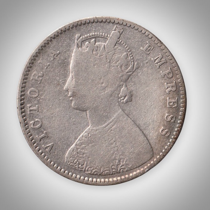Rare Half Rupee 1897 Queen Victoria Empress Bombay Mint British India Silver Coin # A177