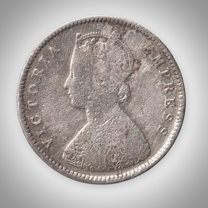 Rare Half Rupee 1899 Queen Victoria Empress Silver Bombay Mint Coinage of British India Coin # A178