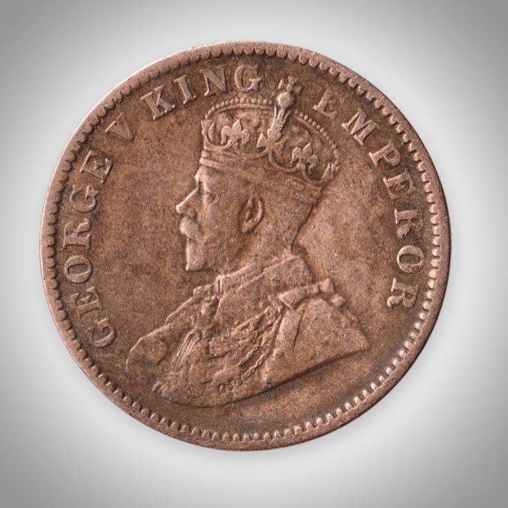Rare 1 Quarter Anna 1929 George V King Emperor Calcutta Mint British India Coin # A634