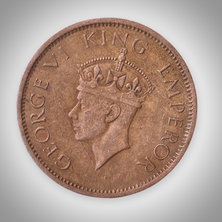 Rare One Quarter Anna 1940 King George VI Calcutta Mint British India Coin # A641