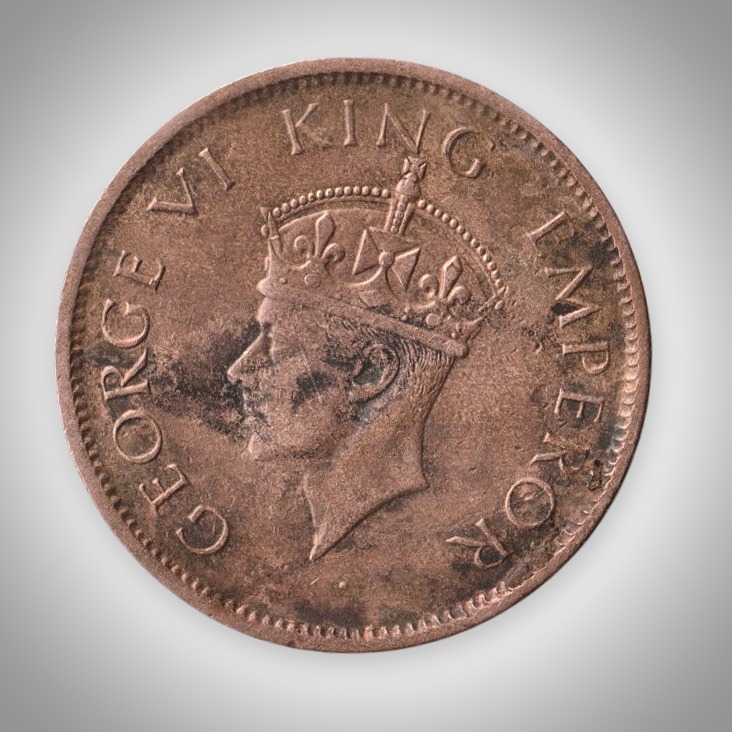 Rare One Quarter Anna 1941 King George VI Calcutta Mint British India Coin # A642