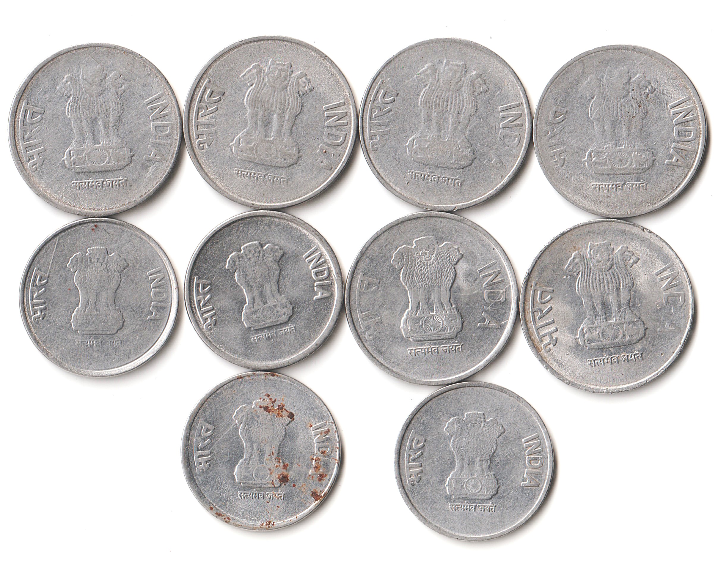 10 Coins Set of Two Rupees 2011-2024 Republic India Coinage Hyderabad Mint