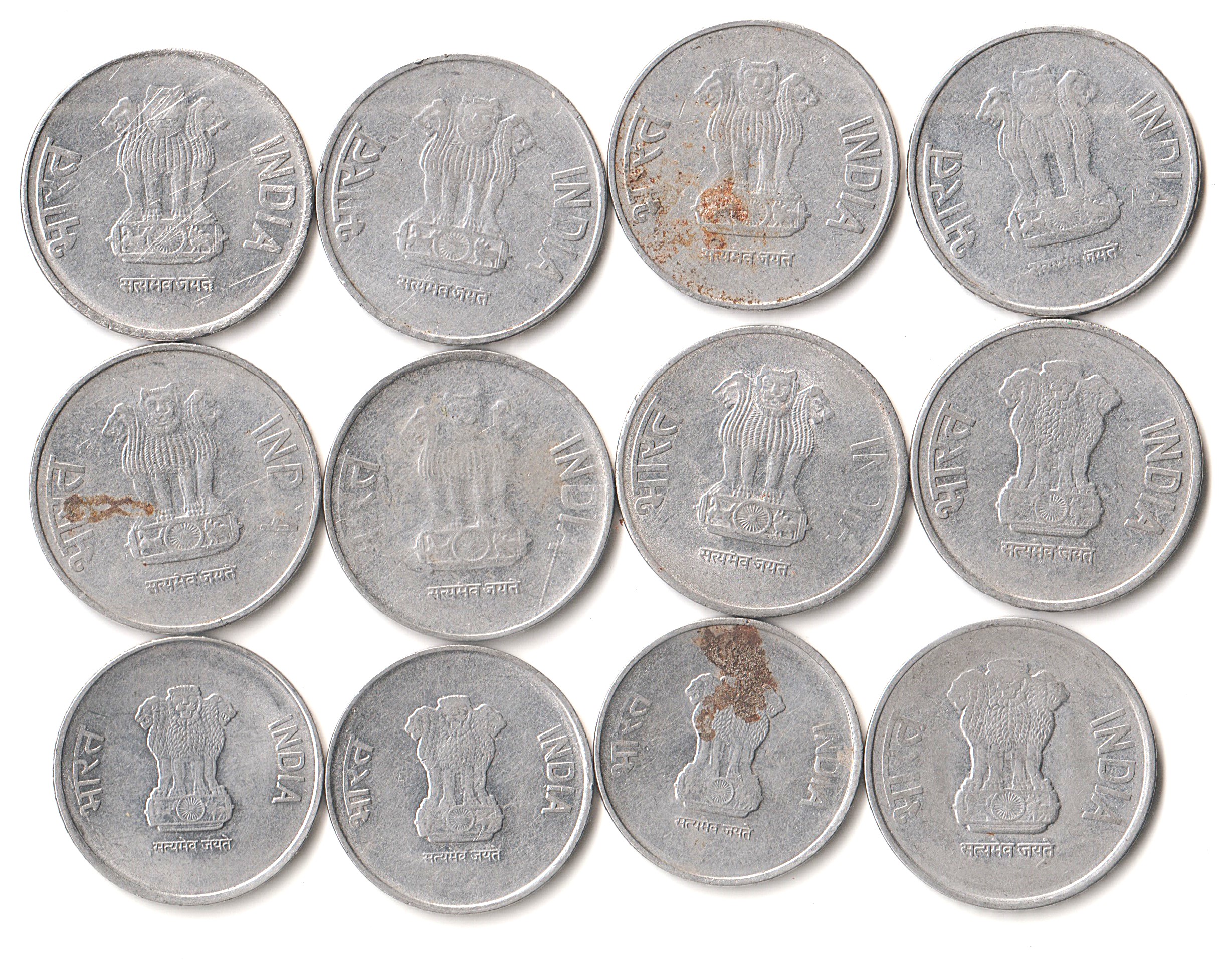 12 Coins Set of Two Rupees 2011-2024 Republic India Coinage Bombay Mint