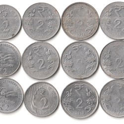 12 Coins Set of Two Rupees 2011-2024 Republic India Coinage Kolkatta Mint