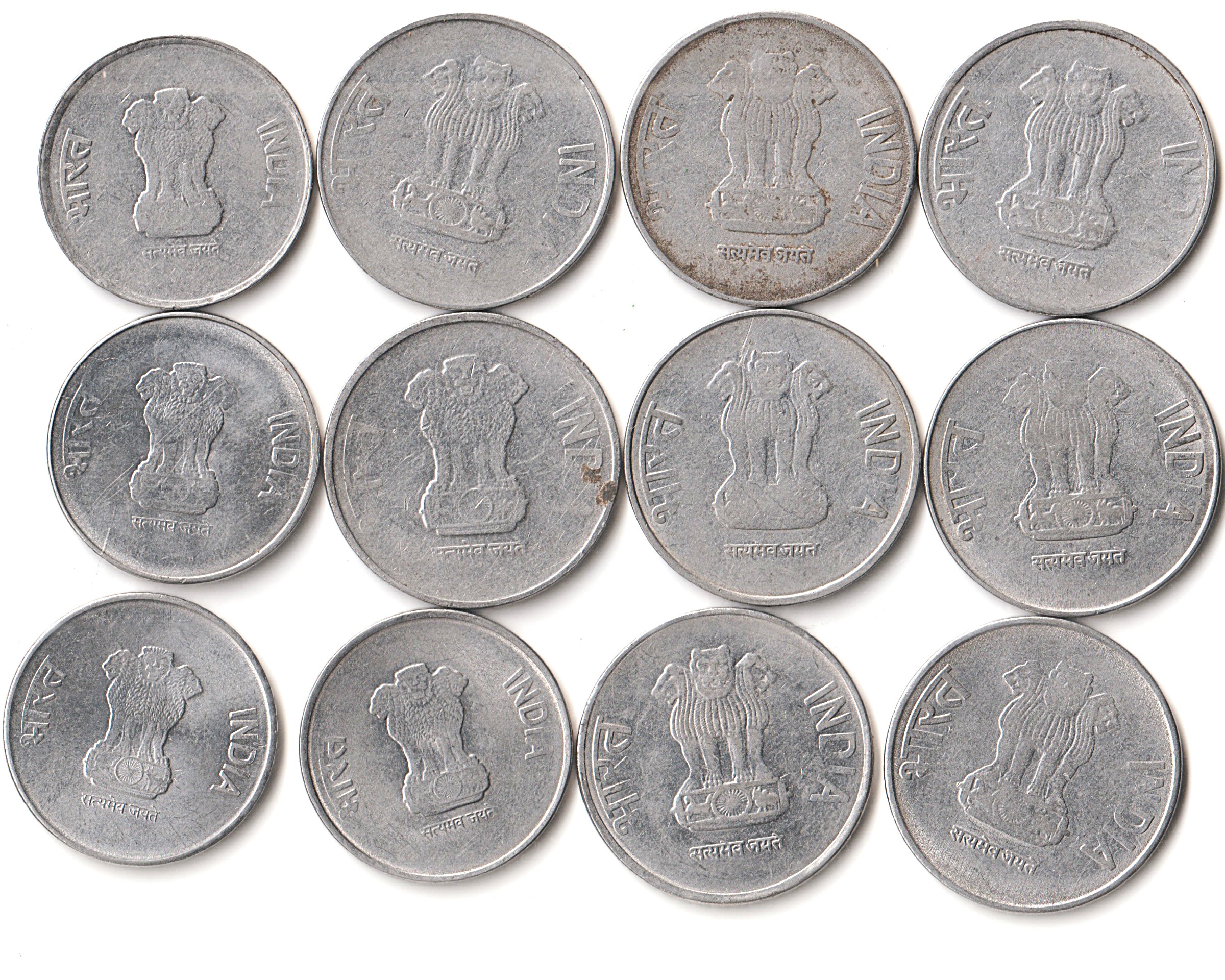 12 Coins Set of Two Rupees 2011-2024 Republic India Coinage Kolkatta Mint