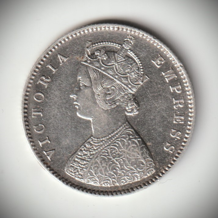Extremely Rare Half Rupee 1880 Queen Victoria Empress Silver Calcutta Mint Top HIGH Grade Full Details in AUNC Condition Coinage of British India Coin # A482