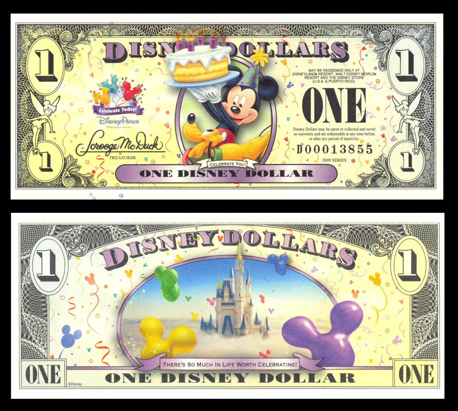 Disney One Dollar UNC Mickey Mouse and Pluto Ultra Unique and Rare Series 2009