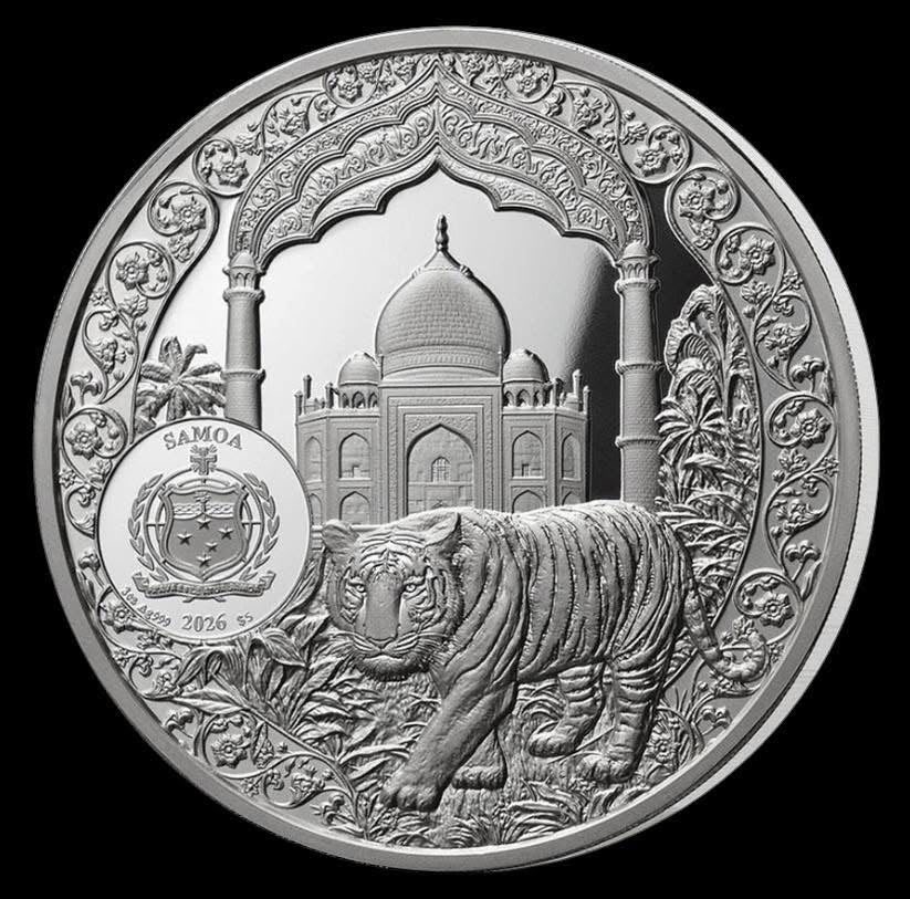 2026 Samoa – 5 Dollars | 93.3 g (3 Oz) | 50 mm | .999 Fine Silver | Proof High Relief | Gold-Plated 3D Sculpture | Box & COA | Limited Mintage: 999