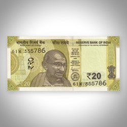 Rare 20 Rupees 2021 Serial 555786 Semi Fancy Mahatma Gandhi New Series Ending 786 Fancy Number Signed By Shaktikanta Das Republic India Note # A502