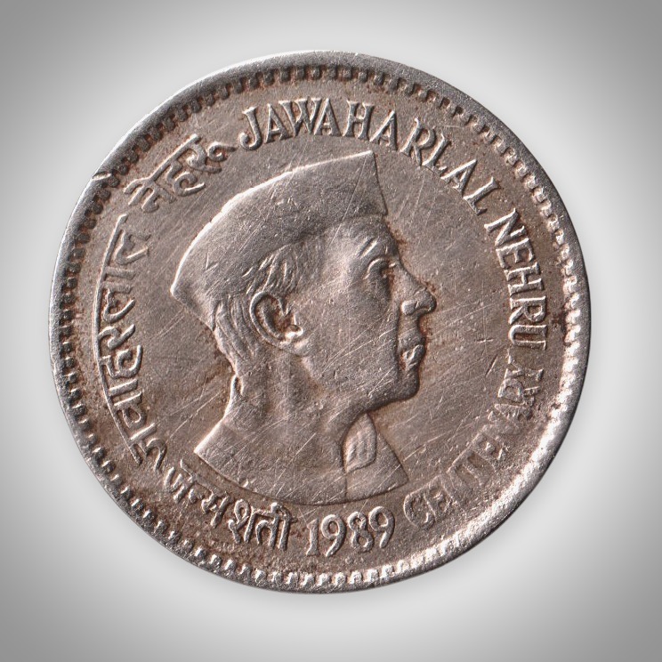 Rare 1 Rupee 1989 Jawaharlal Nehru Birth Centenary Mumbai Mint Republic of India Commemorative Coin # A015