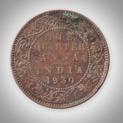 Rare 1 Quarter Anna 1930 King George V Calcutta Mint British India Coin # A635