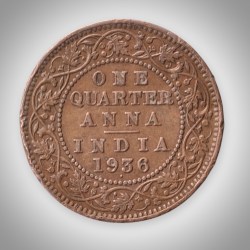 Rare 1/4 Anna 1936 King George V Bombay Mint British India Coinage Coin # A639